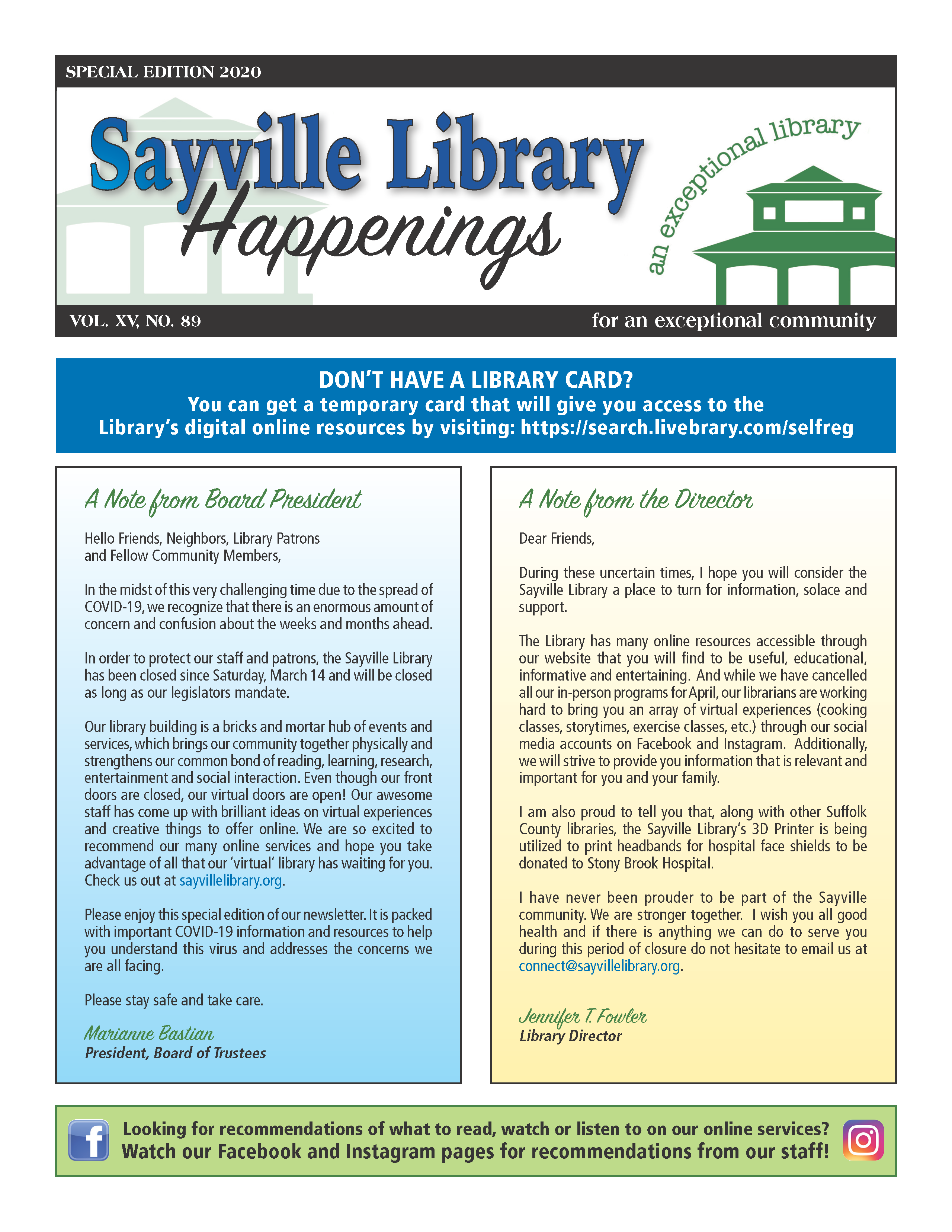 Newsletters Sayville Library